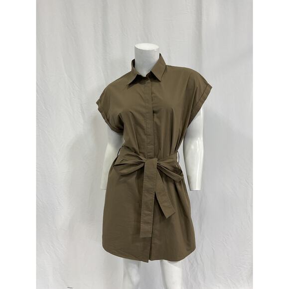 Matteau Mini Shirt Green Cotton Dress Size 1 - Picture 2 of 5